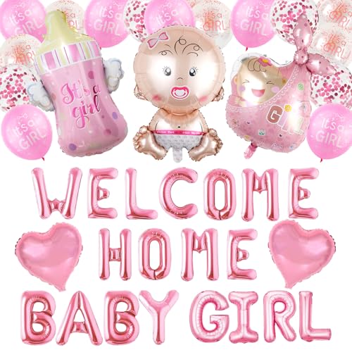 Gohytal Welcome Home Baby, Willkommen Zuhause Baby, 40 Stück Welcome Home Deko mit Welcome Home Baby Girl Girlande, Luftballons Dekoration, Herzlich Willkommen Deko für Babyparty Deko Mädchen Gohytal Welcome Home Baby, Willkommen Zuhause Baby, 40 Stück Welcome Home Deko mit Welcome Home Baby Girl Girlande, Luftballons Dekoration, Herzlich Willkommen Deko für Babyparty Deko Mädchen von Gohytal