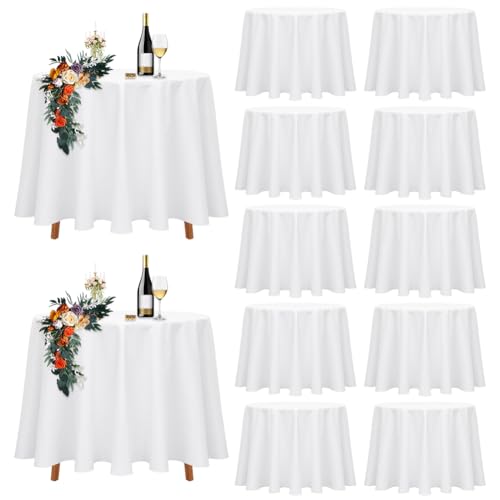Runde Kunststoff-Tischdecken, rund, weiß, 228,6 cm, wasserdicht, PEVA-Tischdecke für Abschlussfeier, Geburtstag, Babyparty, Hochzeit, Party, Zuhause, Küche, Esstisch, Dekoration, 10 Stück Runde Kunststoff-Tischdecken, rund, weiß, 228,6 cm, wasserdicht, PEVA-Tischdecke für Abschlussfeier, Geburtstag, Babyparty, Hochzeit, Party, Zuhause, Küche, Esstisch, Dekoration, 10 Stück von Gohytal