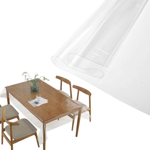 Transparenter PVC-Tischschutz, transparente Tischdecke, schützt PE-Tischdecken, wasserdicht, öldicht, rechteckig, für drinnen und draußen (Rechteckig, 140 x 240 cm) von Gohytal