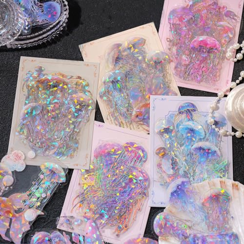Goiern 100 Stück Qualle Scrapbooking Aufkleber,holographic sticker, aesthetic sticker, Vintage-Design-Klebeaufkleber für Albumhandwerk, Kalenderplaner, DIY-Kunst Goiern 100 Stück Qualle Scrapbooking Aufkleber,holographic sticker, aesthetic sticker, Vintage-Design-Klebeaufkleber für Albumhandwerk, Kalenderplaner, DIY-Kunst von Goiern