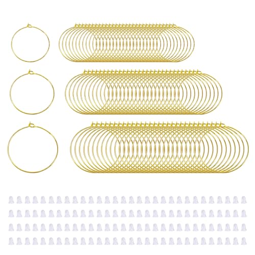 Goiern 120er DIY Creolen Set aus Edelstahl, goldene Ohrhaken in 3 Größen mit Ohrstecker Stopppern, Handarbeit Schmuckzubehör für Damen und Mädchen Goiern 120er DIY Creolen Set aus Edelstahl, goldene Ohrhaken in 3 Größen mit Ohrstecker Stopppern, Handarbeit Schmuckzubehör für Damen und Mädchen von Goiern