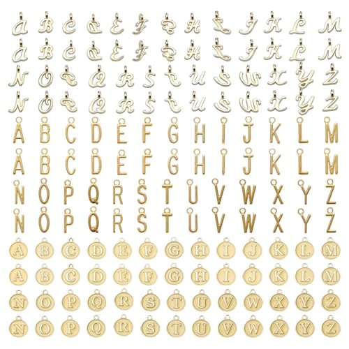 Goiern 156Pcs Buchstaben Anhänger Gold 3 Stile Großbuchstaben A-Z Charms ABC Letter Charms mit 200Pcs biegeringe für DIY Schmuckherstellung Armband Halskette Anhänger Goiern 156Pcs Buchstaben Anhänger Gold 3 Stile Großbuchstaben A-Z Charms ABC Letter Charms mit 200Pcs biegeringe für DIY Schmuckherstellung Armband Halskette Anhänger von Goiern