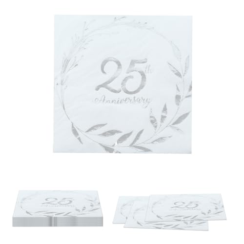 Goiern 16 Stück Servietten Silberhochzeit, 25. Silberhochzeit, Geburtstag Papierservietten, Servietten für Jahrestag Geburtstag Goiern 16 Stück Servietten Silberhochzeit, 25. Silberhochzeit, Geburtstag Papierservietten, Servietten für Jahrestag Geburtstag von Goiern