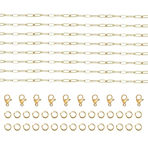 Goiern 18K Goldkette 5m Gliederkette Meterware 3x9 mm, Schmuckherstellung Zubehör mit 10 Karabinerverschlüssen und 30 Offene Ringen Für Schmuckh Charms Anhänger Halskette Goiern 18K Goldkette 5m Gliederkette Meterware 3x9 mm, Schmuckherstellung Zubehör mit 10 Karabinerverschlüssen und 30 Offene Ringen Für Schmuckh Charms Anhänger Halskette von Goiern