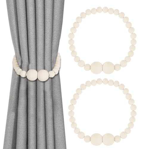 Goiern 2 Stück Magnetische Vorhang Raffhalter, Vorhanghalter, Holzperle Raffhalter für Vorhänge, Elegante Raffhalter für Vorhänge als Schlafzimmerdekor, Boho-Zimmerdekor Goiern 2 Stück Magnetische Vorhang Raffhalter, Vorhanghalter, Holzperle Raffhalter für Vorhänge, Elegante Raffhalter für Vorhänge als Schlafzimmerdekor, Boho-Zimmerdekor von Goiern