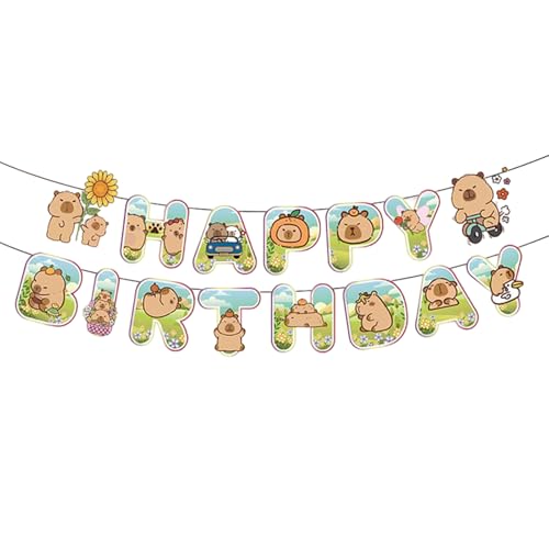 Goiern Capybara Themed Birthday Banner, 2 Stück Capy Birthday Banner Hängeschmuck für Capybara Liebhaber Party(B) von Goiern