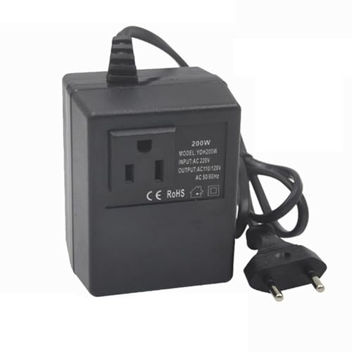 Gokelomg Leistungstransformator Spannungsregler 220 V auf 110 V Spannungswandler Abwärtstransformator Wechselrichter 200 W EU-Stecker Gokelomg Leistungstransformator Spannungsregler 220 V auf 110 V Spannungswandler Abwärtstransformator Wechselrichter 200 W EU-Stecker von Gokelomg