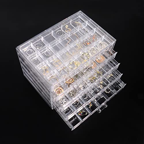 Goklmn Schmuckkästchen für Frauen mit 5 Schubladen, Acryl-Schmuckschatulle, transparente Ohrring-Aufbewahrungs-Organizer, Schmuck-Organizer, Box für Ohrringe, Armreif, Armband, Ringe Goklmn Schmuckkästchen für Frauen mit 5 Schubladen, Acryl-Schmuckschatulle, transparente Ohrring-Aufbewahrungs-Organizer, Schmuck-Organizer, Box für Ohrringe, Armreif, Armband, Ringe von Goklmn