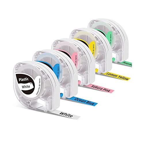 Goknu Label Maker Tape Kompatibel mit Phomemo P12 und Dymo Letratag Refills Maker LT-100H, LT-100T, LT-110T für den Innen- und Außenbereich, Schwarz auf Multicolor 0.47" x 13.1 ft (12mm x 4m), 5-Pack von Goknu