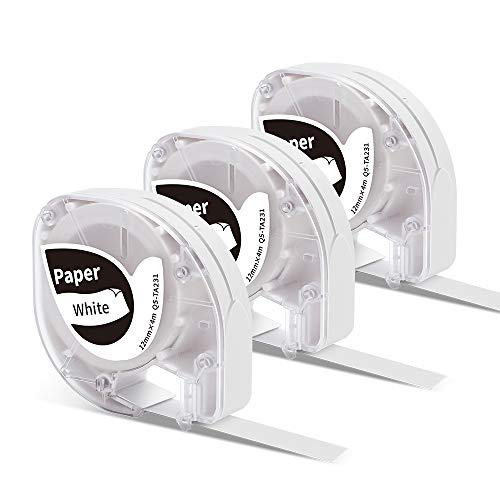 Goknu Etikettenband Kompatible mit P12/P12Pro Etikettenband 12mm X 4m Schwarz Auf Weiß Etiketten FüR P12/P12PRO Etikettiergerät Selbstklebend & Dymo Letratag Lt-100h Lt-110t Qx50 Xr 2000 von Goknu