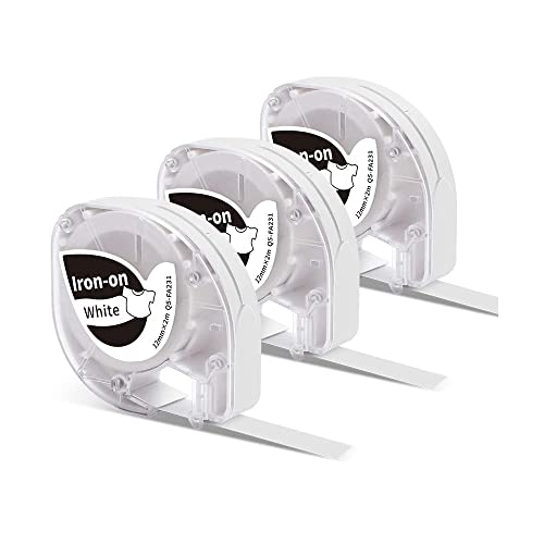 Goknu Label Compatible with Phomemo P12/P12Pro Etikettenband 12mm x 2m Schwarz auf Weiß Etiketten zum Aufbügeln, kompatibel mit P12 Label Maker, Dymo LetraTag XR, LT-100H, LT-100T, LT-110T, QX50 von Goknu