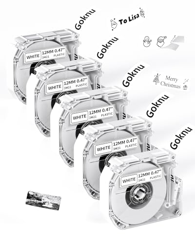 Goknu Tape Ersatz für Brother P Touch M Tape MK221 MK221sbz MK231, M950 Thermo Tape Kompatibel mit Brother PT-M95 PTM95 PT-70BM PT-65 PT-90 PT-80 PT-85 Label Maker, 12mm x 8m Schwarz auf Weiß von Goknu