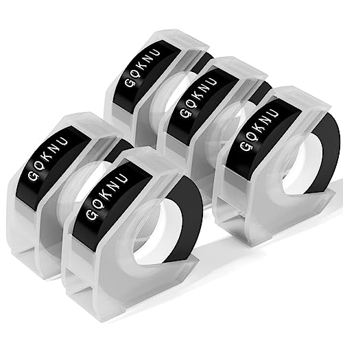Prägeband Kompatibel 3D Etikettenband Ersatz für Dymo Embossing 3D Prägeetiketten, Kompatibel mit Dymo Omega S0717930 Junior S0717900 Etikettiergerät (Schwarz, 5 pack) von Goknu
