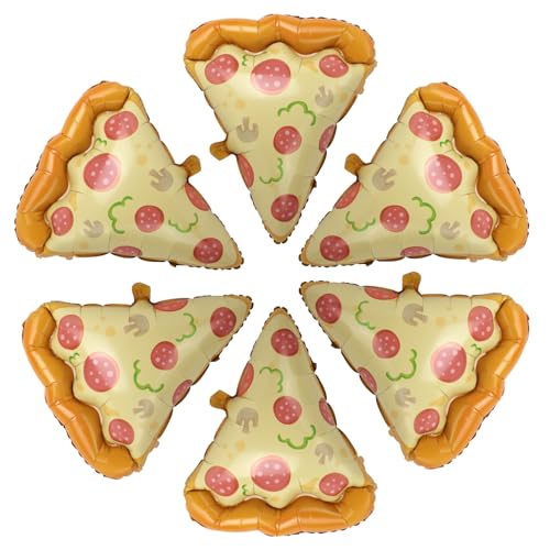 6 Stück Pizza-Ballons, 60 cm Wurst-Pizza-Scheiben Folienballon für Geburtstagsparty Babyshower Lustige Dekoration von Goktvai