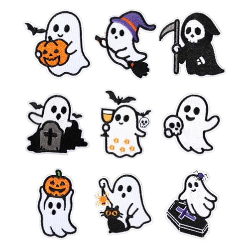 9stk Halloween-Aufbügler, Niedliche Lustige Bestickte Aufnäher Halloween-Geister Aufnäher Reparatur Applikationen für Kleidung Schuhe Rucksäcke Hüte Jeans Dekorationen 9stk Halloween-Aufbügler, Niedliche Lustige Bestickte Aufnäher Halloween-Geister Aufnäher Reparatur Applikationen für Kleidung Schuhe Rucksäcke Hüte Jeans Dekorationen von Goktvai