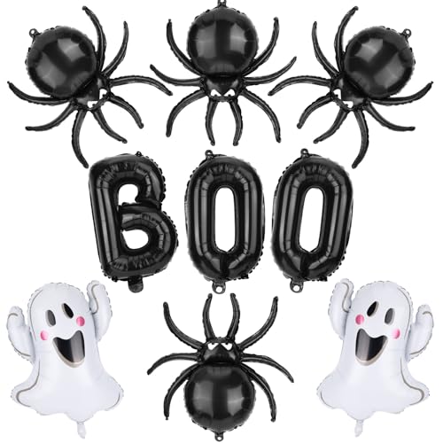 9stk Halloween Luftballons Set, Halloween Weißer Geist Schwarze Spinne BOO-Thema Aluminiumfolienballon Süße Geister-Dekoration Geeignet für Themenparty Geburtstag Babyparty 9stk Halloween Luftballons Set, Halloween Weißer Geist Schwarze Spinne BOO-Thema Aluminiumfolienballon Süße Geister-Dekoration Geeignet für Themenparty Geburtstag Babyparty von Goktvai