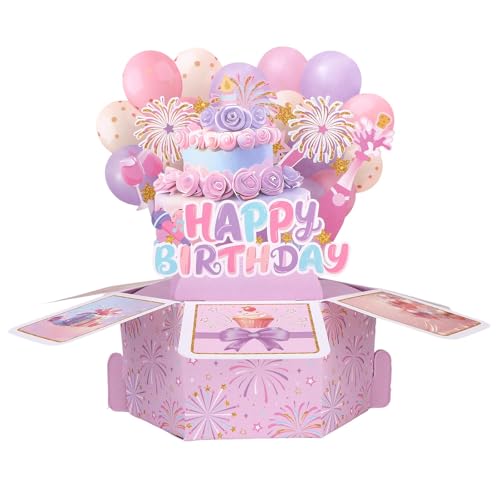Geburtstagskarte zum Aufklappen, Lustige 3D-Pop-up-Geburtstagskarte mit Umschlag und Geschenkpapier Kreative Geschenkbox für Frauen Jubiläumsparty Dekoration Andenken (Universal) von Goktvai