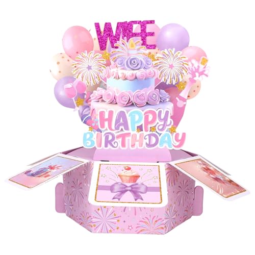 Geburtstagskarte zum Aufklappen, Lustige 3D-Pop-up-Geburtstagskarte mit Umschlag und Geschenkpapier Kreative Geschenkbox für Frauen Jubiläumsparty Dekoration Andenken (für die Ehefrau) von Goktvai