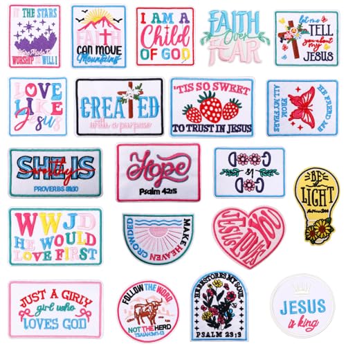 Goktvai 20stk Christliche Bügelaufnäher, Jesus Besticktes Applikation Glaube Aufnäher mit Bibelversen Kreuz für Kleidung Jacke Rucksack Hut DIY Religiöse Deko Goktvai 20stk Christliche Bügelaufnäher, Jesus Besticktes Applikation Glaube Aufnäher mit Bibelversen Kreuz für Kleidung Jacke Rucksack Hut DIY Religiöse Deko von Goktvai