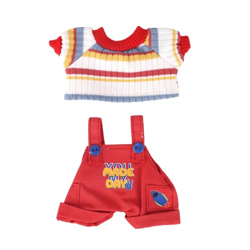 Goktvai Puppen Kleidung Set für 17cm Puppens, 2-Teilig Niedlich Latzhose und Gestreift Strickshirt Stilvoll Puppen Outfit Zubehör für Sammler und Geschenke, Keine Puppens von Goktvai