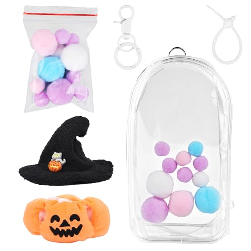 Puppen-Kürbis-Kleidungsset, Kürbis-Outfit mit Hut Schlüsselanhänger Plüschball Süß Halloween-Kleidung Modische Halloween-Outfits für 15 & 17 cm Sammlerpuppe von Goktvai