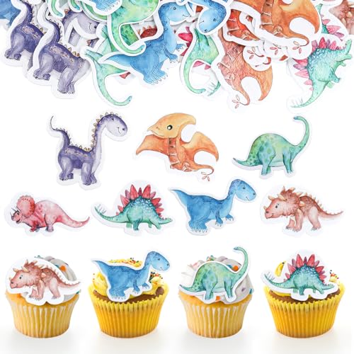 GoldRock 50 Stück Essbare Tortendeko Dinosaurier Geburtstag Deko, Dino Tortendeko Essbar,Dino Kuchen Deko Kindergeburtstag,Dino Kuchendeko,Dino Geburtstag Muffin Deko Essbar,Esspapier Tortendeko Dino von GoldRock