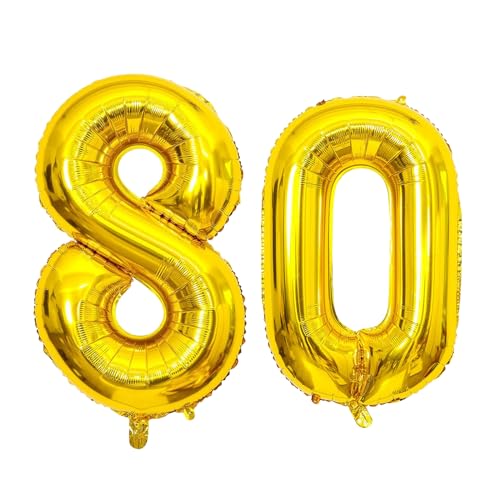 80 Geburtstag Deko Gold Luftballon Zahlen 80, GoldRock Deko 80 Geburtstag Mann Frau,80. Geburtstag Frau Geburtstagsdeko,16" Folienballon 80 Jubiläum,Nummer 80 Ballon für Männer Frauen Geburtstagsparty von GoldRock