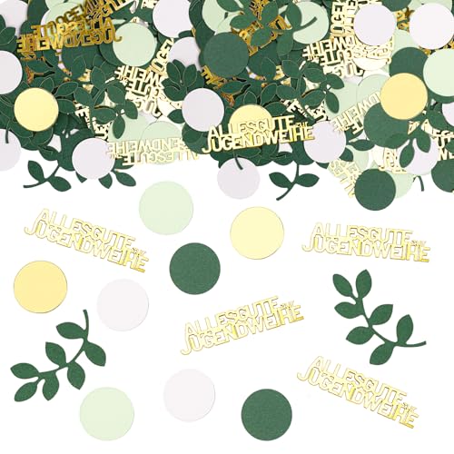 GoldRock Alles Gute zur Jugendweihe Deko Konfetti Groß 2,5-6 cm,Glitter Deko Jugendweihe Junge Mädchen,100 Stück Streudeko Tischdeko Jugendweihe Geschenke Grün Gold,Konfirmation Jugendfeier Dekoration von GoldRock