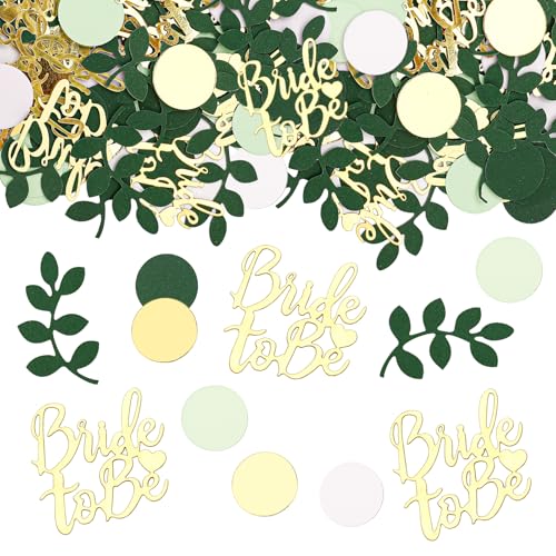 GoldRock Glitzer Konfetti Bride To Be Deko, Jga Deko Frauen Grün Gold,100 Stück Junggesellenabschied Tischdeko, Jga Accessoires Frauen, Eukalyptus Streudeko Bride To Be Dekorationen,Jga Tischdeko Frau von GoldRock
