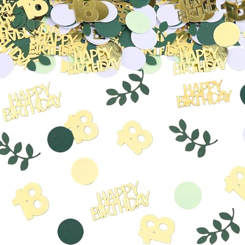 GoldRock Konfetti 18. Geburtstag Deko Grün - Tischdeko, Streudeko, Happy Birthday Confetti für Junge Mädchen - 18 Jahre Geburtstagsdeko von GoldRock