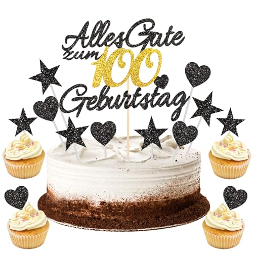 GoldRock 11 Stk Torten Deko 100. Geburtstag Mann Frau, Tortendeko, Kuchendeko, Alles Gute zum Geburtstag, Cake Topper 100 Jahre GoldRock 11 Stk Torten Deko 100. Geburtstag Mann Frau, Tortendeko, Kuchendeko, Alles Gute zum Geburtstag, Cake Topper 100 Jahre von GoldRock