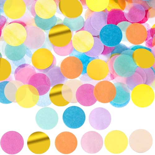GoldRock 2.5cm Konfetti Bunt Hochzeit Geburtstag, 5000 Stk Konfetti Rund,Konfetti Papier Pastell,Streudeko Geburtstag Hochzeit Tischdeko, Konfettikanone für Karneval,Weihnachten,Taufe,Baby Shower Deko von GoldRock