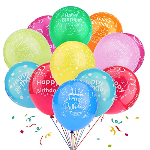 GoldRock 30 Stück Happy Birthday Ballon, Luftballons Geburtstag Mädchen Junge,Bunt Happy Birthday Luftballon,4 Seiten Druck Geburtstagsballon,Unisex Ballons für Kindergeburtstag, Party Deko Geburtstag von GoldRock
