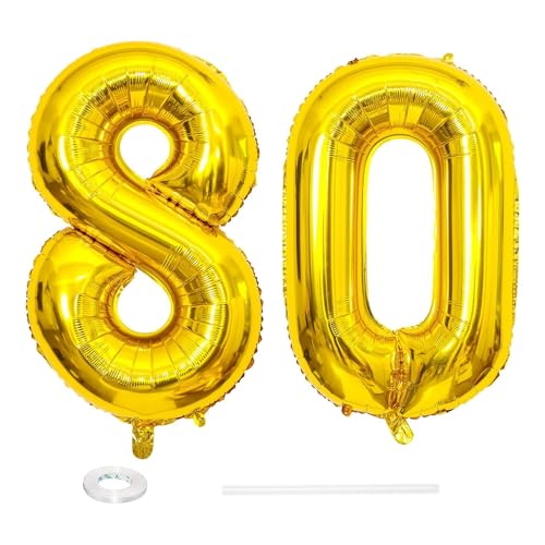 GoldRock 40" Luftballon Zahl (Gold, 80) von GoldRock