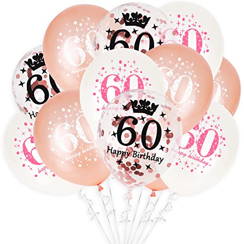 GoldRock 60 Geburtstag Deko,60 Geburtstag Frau,15 Stück Luftballon Geburtstag 60,Konfetti Luftballons,Luftballons Geburtstag 60 Jahre Frau/Mann für Party/Tisch Dekoration,Helium Ballons Geburtstag 60 von GoldRock