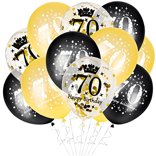 GoldRock 70 Geburtstag Deko, 15 Stück 70. Geburtstag Deko Set, 70. Geburtstag Frau Männer, Luftballon Geburtstag 70, Deko 70 Geburtstag Mann, Happy Birthday Ballon 70 Jahre für Party/Tisch Dekoration von GoldRock