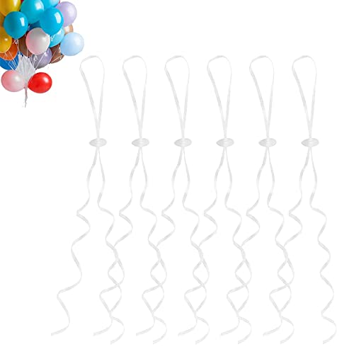 GoldRock Ballonverschlüsse Helium mit Schnur, 100 Stück Ballonband für Machen Luftballon Girlande, Weiß Luftballon Verschluss, Luftballon Schnur mit für Hochzeitsfeier/Geburtstag/Party von GoldRock
