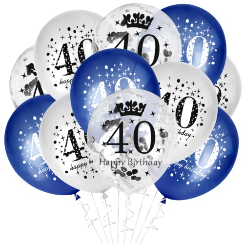 GoldRock Blau Luftballons 40 Geburtstag Männer Frauen Deko,15 Stück Deko 40 Geburtstag Mann Luftballons,Happy Birthday Ballon 40 Geburtstag Deko,Geburtstagsdeko 40,40. Geburtstag Männer Frauen von GoldRock