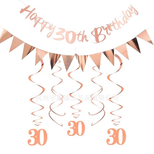 GoldRock Geburtstag Spirale Geburtstagsbanner Set Roségold (Deko 30 Geburtstag) von GoldRock