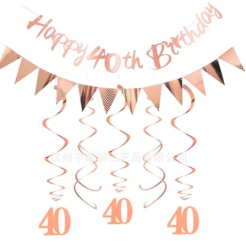 GoldRock Geburtstag Spirale Geburtstagsbanner Set Roségold (Deko 40 Geburtstag) von GoldRock