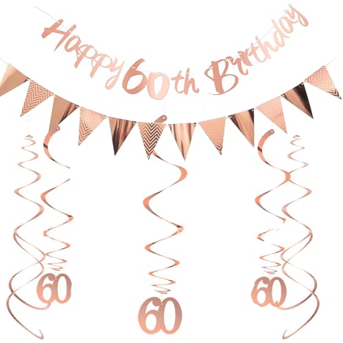 GoldRock Geburtstag Spirale Geburtstagsbanner Set Roségold (Deko 60 Geburtstag) von GoldRock