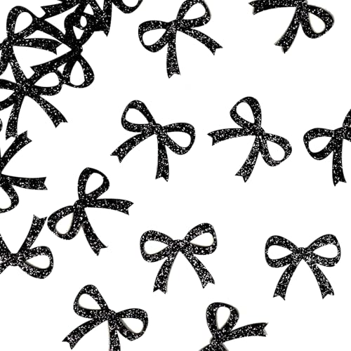 GoldRock Doppelseitig Schleifen Deko Konfetti Schwarz 4×3,1cm,100 Stk Schleife Geburtstagsdeko,Bogen Tischdeko Geburtstag,Streudeko Hochzeit,Schleife Confetti für Taufe,Valentinstag,Wedding Decoration von GoldRock