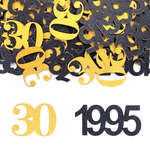 GoldRock Glitzer Konfetti 30 Geburtstag Deko 1995 Groß 3,5-5cm,100 Stk Streudeko 30 Geburtstag Männer Frauen,Tischdeko 30 Geburtstag,Konfetti 30. Geburtstag Deko,30er Luftschlangen, Geburtstagsdeko 30 von GoldRock