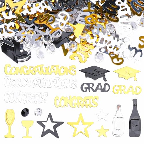 GoldRock Graduation Deko 2025 Bachelor Deko Konfetti Gold,500 Stk Ausbildung Prüfung Bestanden Deko Abschluss Deko Tischdeko, Congratulations Grad Bestandene Prüfung Geschenk,Abschluss Hut Streudeko von GoldRock