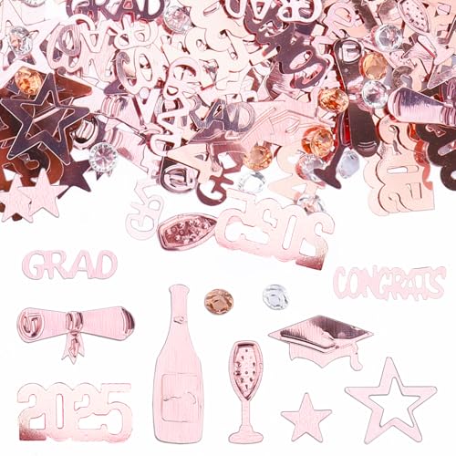 GoldRock Graduation Deko 2025 Bachelor Deko Konfetti Rosegold,500 Stk Ausbildung Prüfung Bestanden Deko Abschluss Tischdeko, Congratulations Grad Bestandene Prüfung Geschenk,Abschluss Hut Streudeko von GoldRock