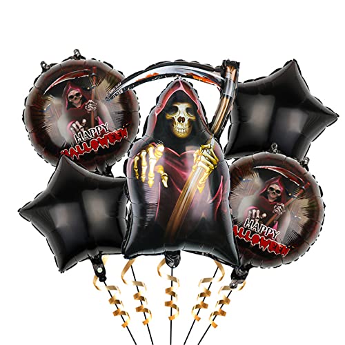 GoldRock Halloween Deko, Todessense, Halloween Folienballons, 5 Stück Halloween Luftballon Set, Halloween Party Ballons Helium Luftballons Für Karneval Grusel, Wiederverwendbar von GoldRock