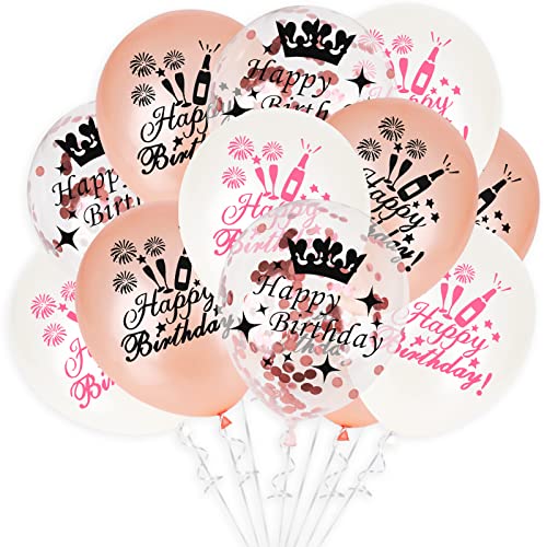 GoldRock Happy Birthday Ballon, 15 Stück Luftballons Geburtstag Set, Ballons Geburtstag Helium Geeignet, Kindergeburtstag Deko, Geburtstagsballon für Frau/Mann/Party/Tisch Dekoration von GoldRock