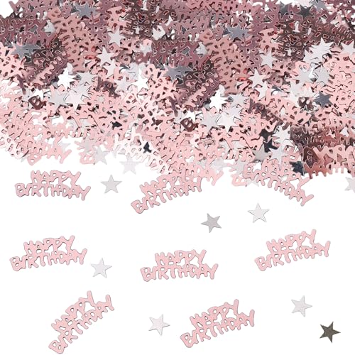 GoldRock Happy Birthday Konfetti Streudeko Geburtstag Rosegold,500 Stk Tischdeko Geburtstag,Konfetti Geburtstag Happy Birthday Deko,Glitzer Geburtstagsdeko Tisch,Luftschlangen Geburtstag Confetti von GoldRock