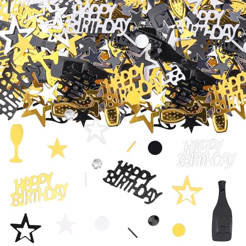 GoldRock Happy Birthday Konfetti Tischdeko Geburtstag Schwarz Gold, Streudeko Geburtstag Frau Mann, Konfetti Geburtstag, Luftschlangen Geburtstag, Glitzer Confetti für Jubiläum Partydekorationen GoldRock Happy Birthday Konfetti Tischdeko Geburtstag Schwarz Gold, Streudeko Geburtstag Frau Mann, Konfetti Geburtstag, Luftschlangen Geburtstag, Glitzer Confetti für Jubiläum Partydekorationen von GoldRock