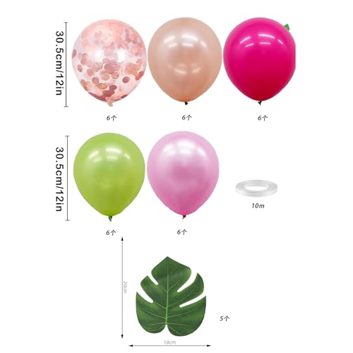 GoldRock Hawaii Deko Ballon (Hawaii Luftballons+Palmblätter, 35) von GoldRock